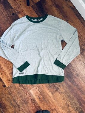 Jason Wu Men's XL Gray Green Long Sleeve Crew Neck Activewear T-Shirt